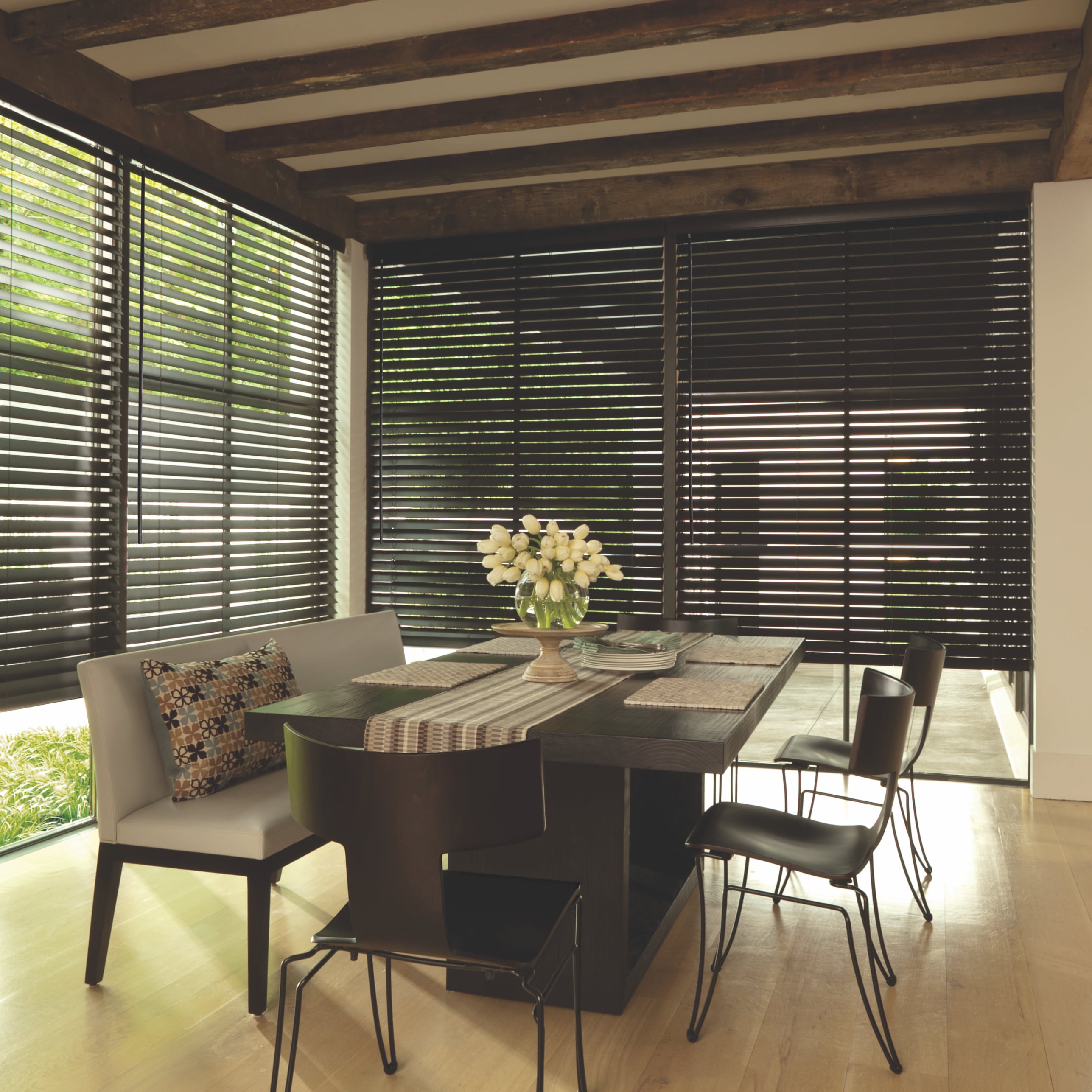 Blinds in a dining room