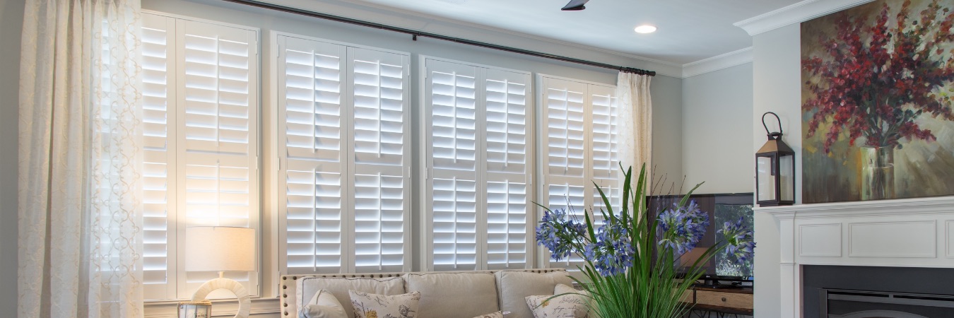 Polywood plantation shutters in Clearwater living room