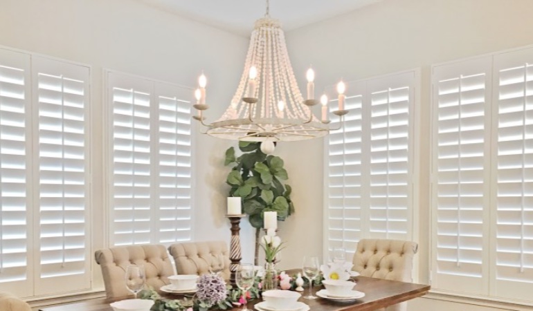 Polywood shutters in a Clearwater dining room.