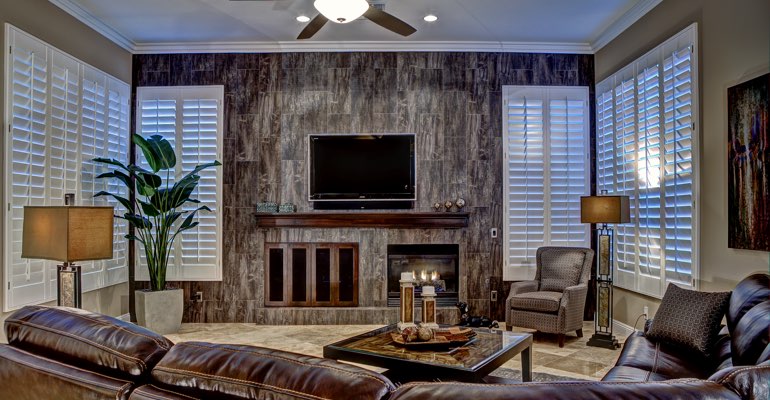 Clearwater living room with shutters